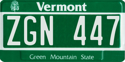 VT license plate ZGN447
