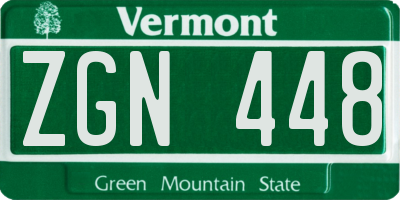 VT license plate ZGN448