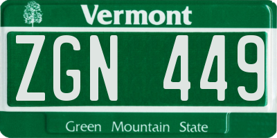 VT license plate ZGN449