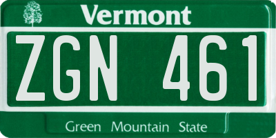 VT license plate ZGN461