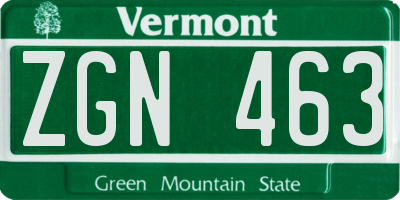 VT license plate ZGN463