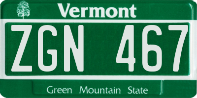 VT license plate ZGN467