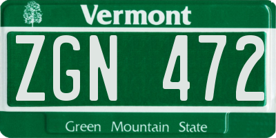 VT license plate ZGN472