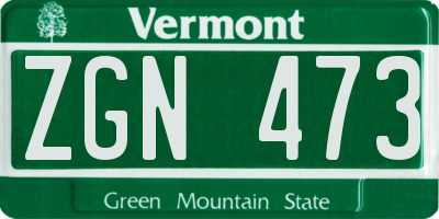 VT license plate ZGN473