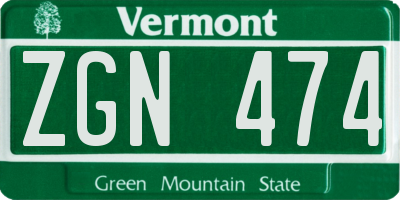 VT license plate ZGN474