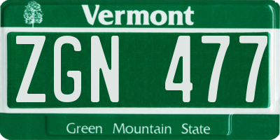 VT license plate ZGN477