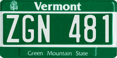 VT license plate ZGN481