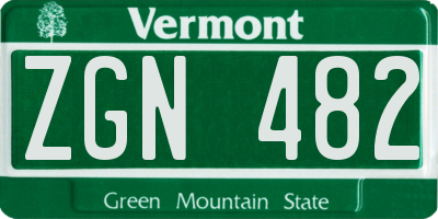 VT license plate ZGN482