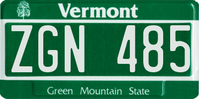 VT license plate ZGN485