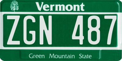 VT license plate ZGN487