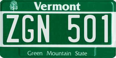 VT license plate ZGN501