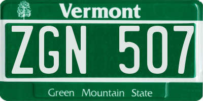 VT license plate ZGN507