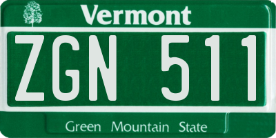 VT license plate ZGN511