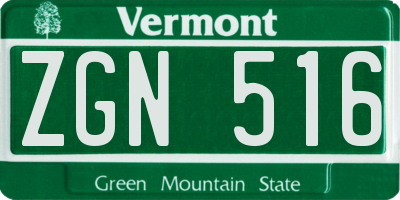 VT license plate ZGN516