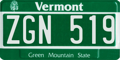 VT license plate ZGN519