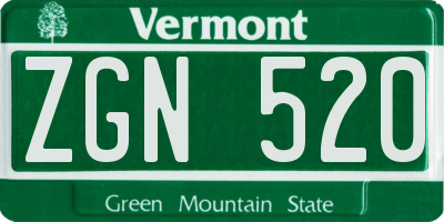 VT license plate ZGN520