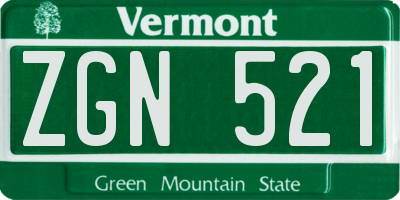 VT license plate ZGN521