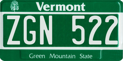 VT license plate ZGN522