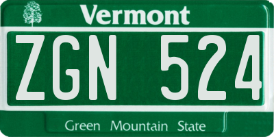 VT license plate ZGN524