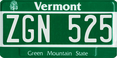 VT license plate ZGN525