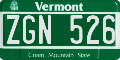 VT license plate ZGN526