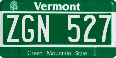 VT license plate ZGN527