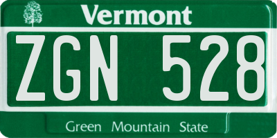 VT license plate ZGN528