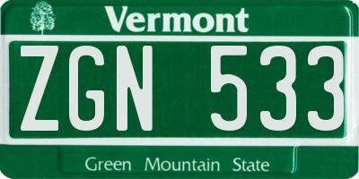 VT license plate ZGN533
