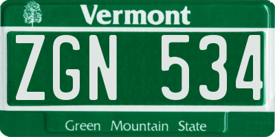 VT license plate ZGN534