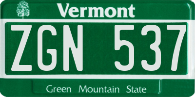 VT license plate ZGN537