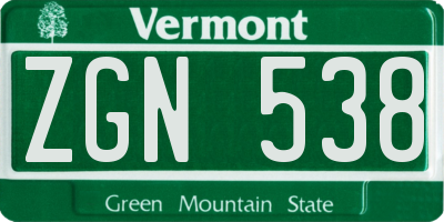 VT license plate ZGN538
