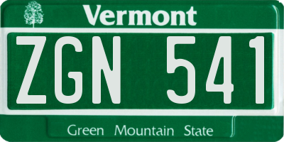 VT license plate ZGN541