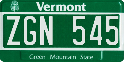 VT license plate ZGN545