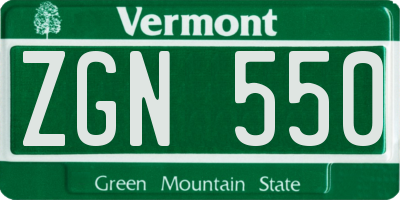 VT license plate ZGN550
