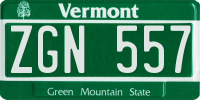 VT license plate ZGN557
