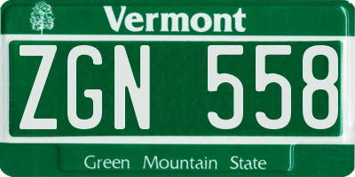 VT license plate ZGN558