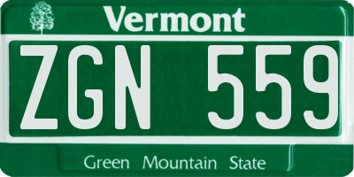 VT license plate ZGN559