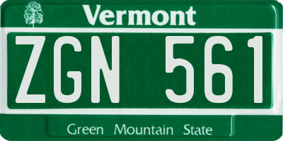 VT license plate ZGN561