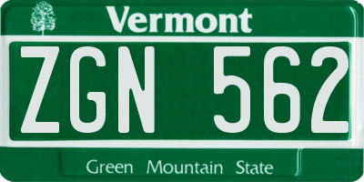 VT license plate ZGN562