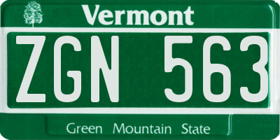 VT license plate ZGN563