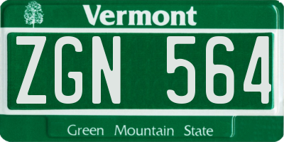 VT license plate ZGN564
