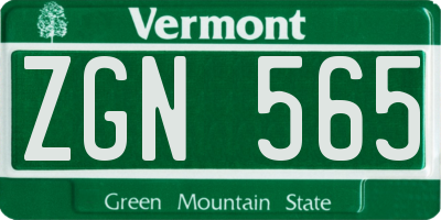 VT license plate ZGN565