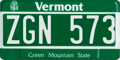 VT license plate ZGN573