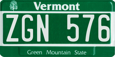 VT license plate ZGN576
