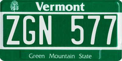 VT license plate ZGN577