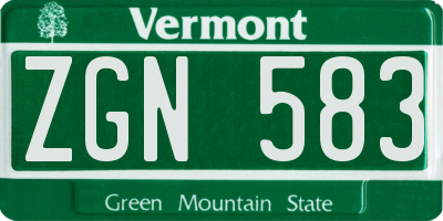 VT license plate ZGN583