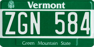 VT license plate ZGN584