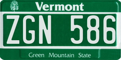 VT license plate ZGN586