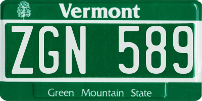 VT license plate ZGN589