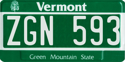 VT license plate ZGN593